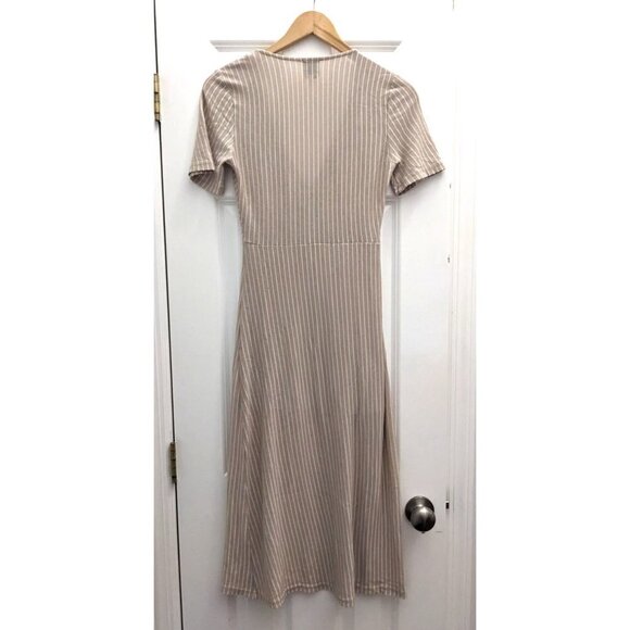 MINKPINK Tan Striped Twist Front Dress Short Sleeves Size XS - Picture 5 of 5